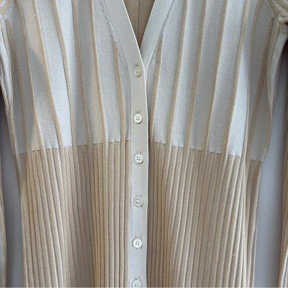 FRAME Beige Ribbed Button-Front Cardigan Dress Long Sleeve Midi Dress SM nwot - Picture 5 of 13